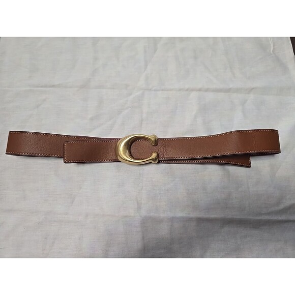 COACH Signature Gold Buckle Reversible Double Sided Brown & Red Leather Belt 42\